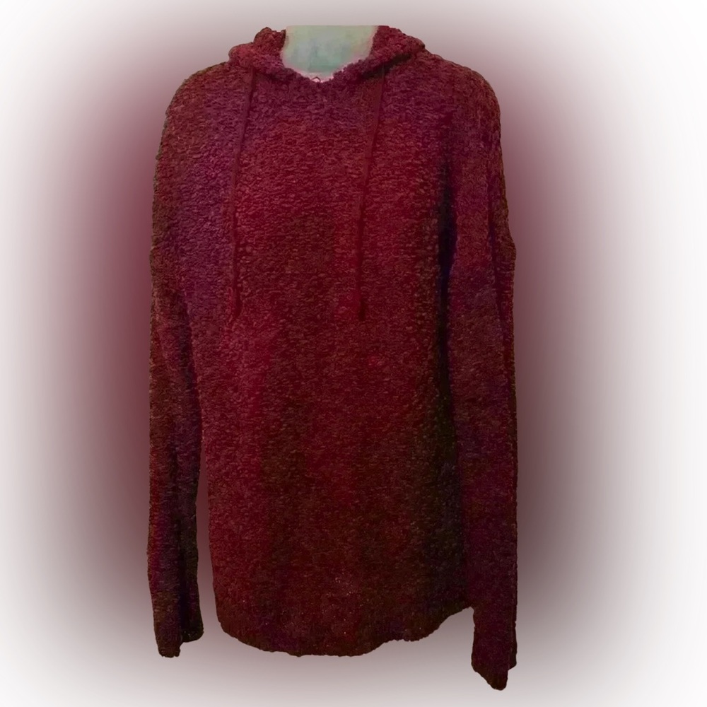 Andree‎ by UNIT Burgandy Popcorn Hooded Tunic Sweater Size Medium